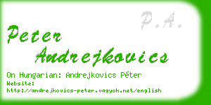 peter andrejkovics business card